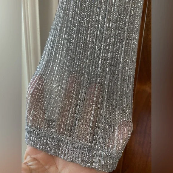 J. Crew Sheer metallic boatneck top in Silver Metallic Sz M new - Picture 2 of 9